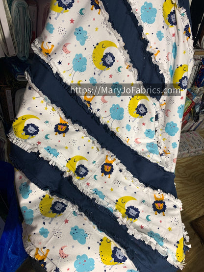 Sleepy Lion Flannel Baby Blanket 36"x41" Finished - Mary Jo Fabrics