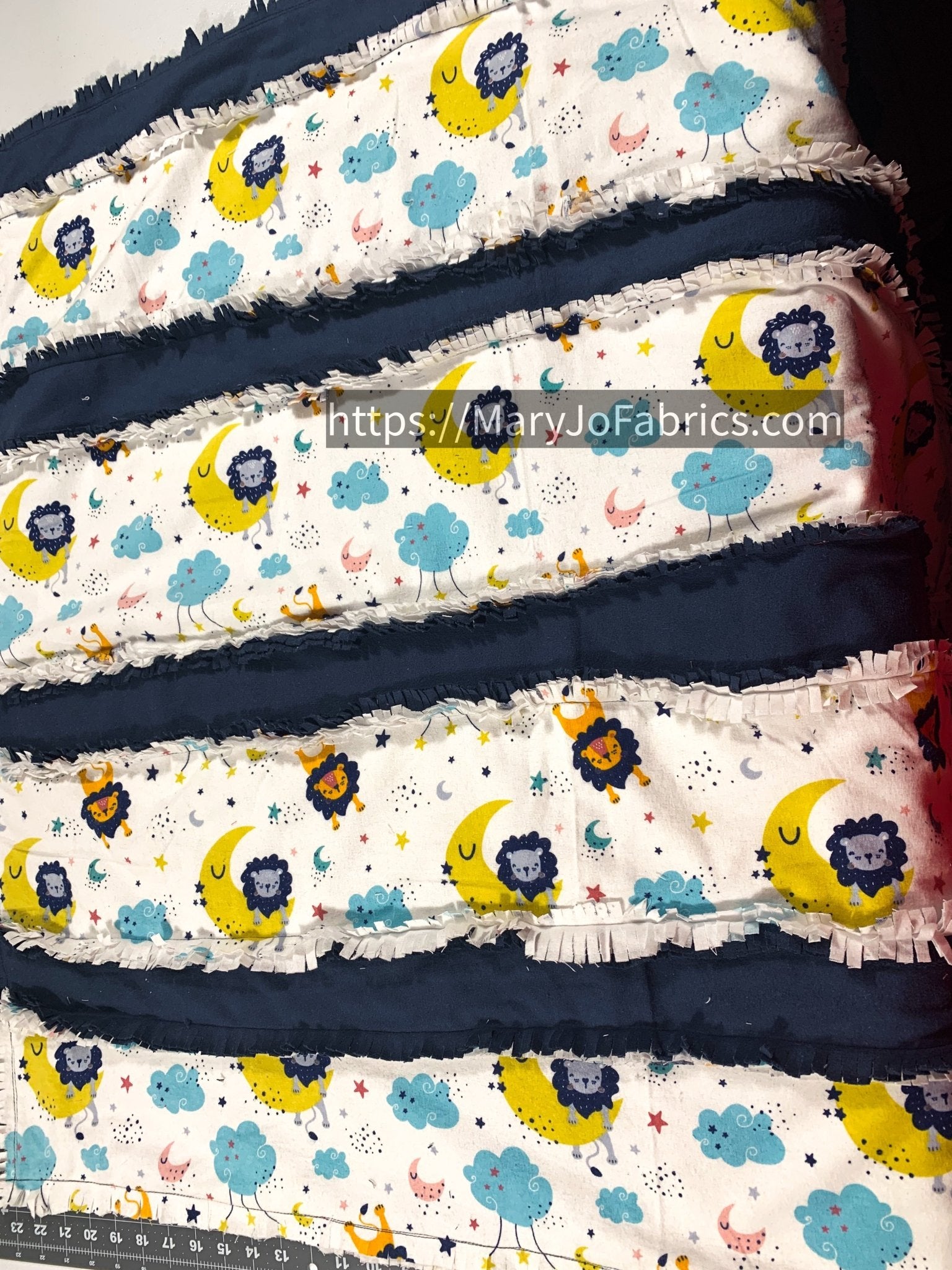 Sleepy Lion Flannel Baby Blanket 36"x41" Finished - Mary Jo Fabrics