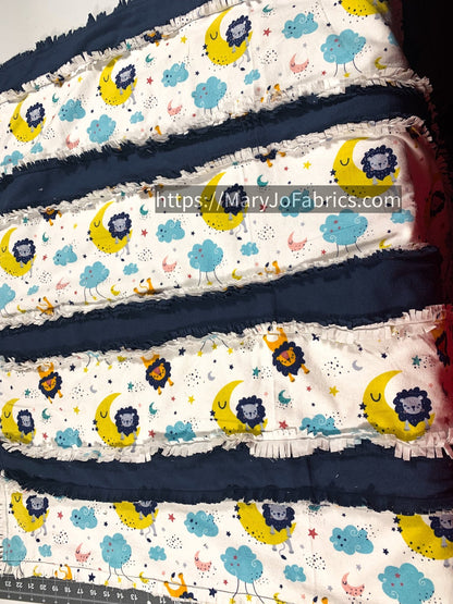 Sleepy Lion Flannel Baby Blanket 36"x41" Finished - Mary Jo Fabrics