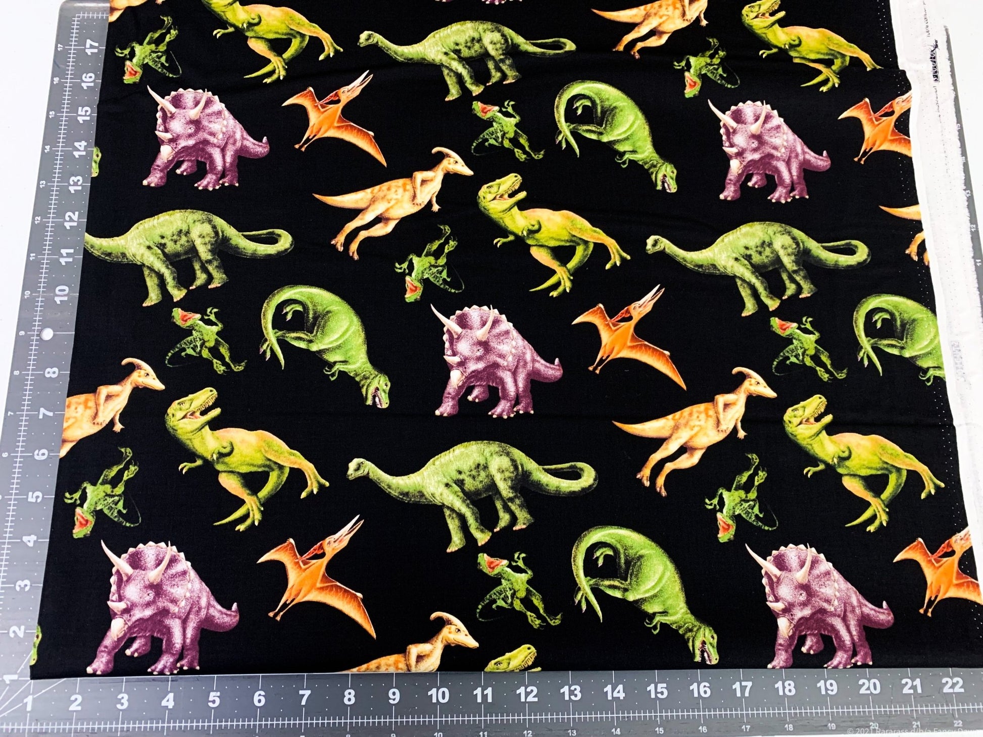 Small March of the Dinosaur fabric 6075 - 99 T Rex fabric - Mary Jo Fabrics