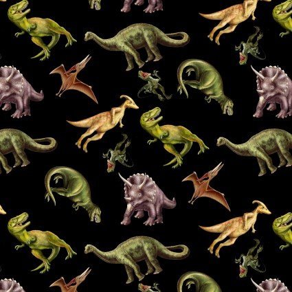 Small March of the Dinosaur fabric 6075 - 99 T Rex fabric - Mary Jo Fabrics