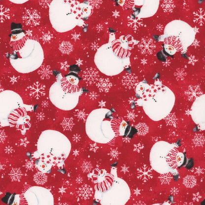 Red Snow Crew Snowman FLANNEL F1290-88 Snowflakes