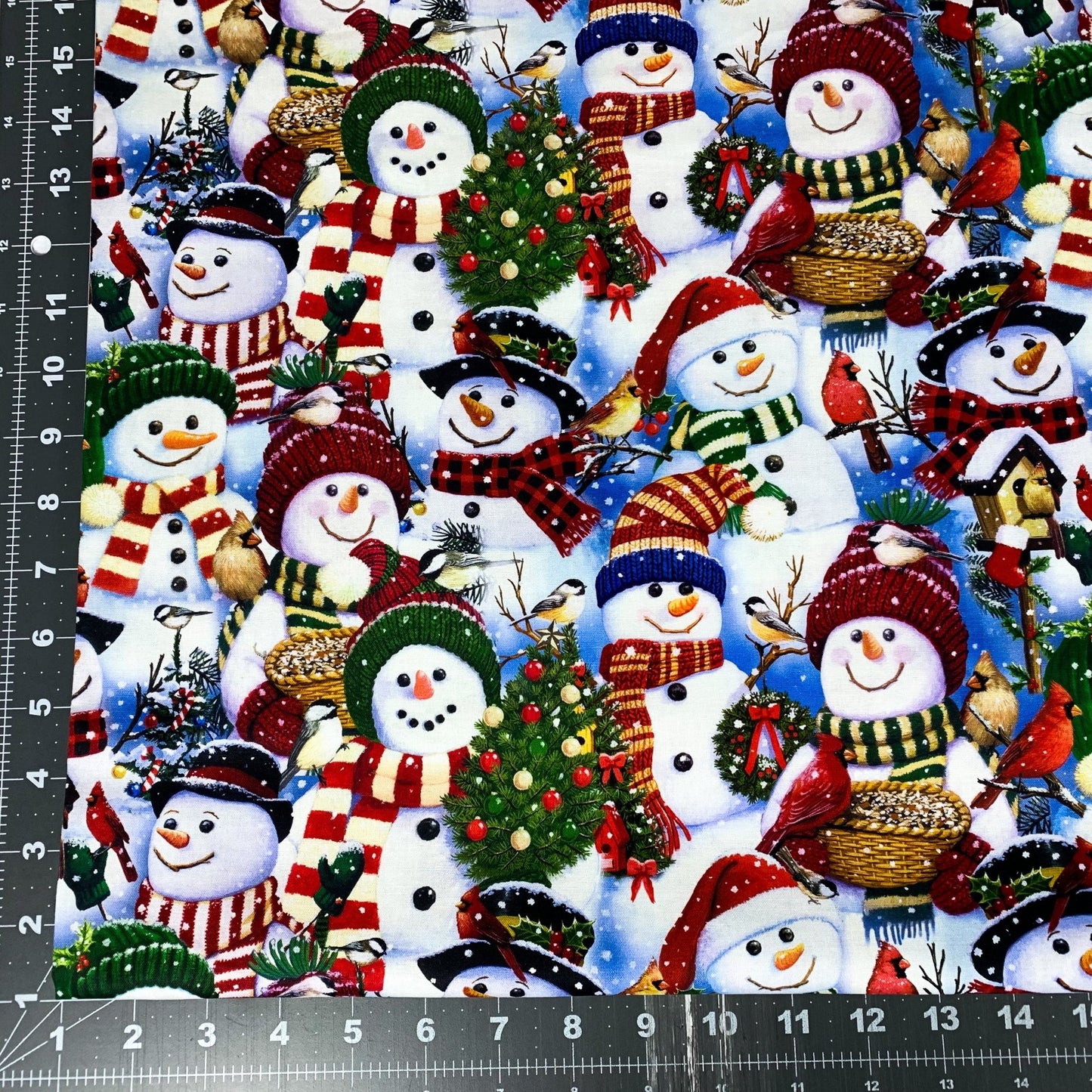 Snowman Cotton Fabric AL-3516 Christmas Cotton Fabric - Mary Jo Fabrics