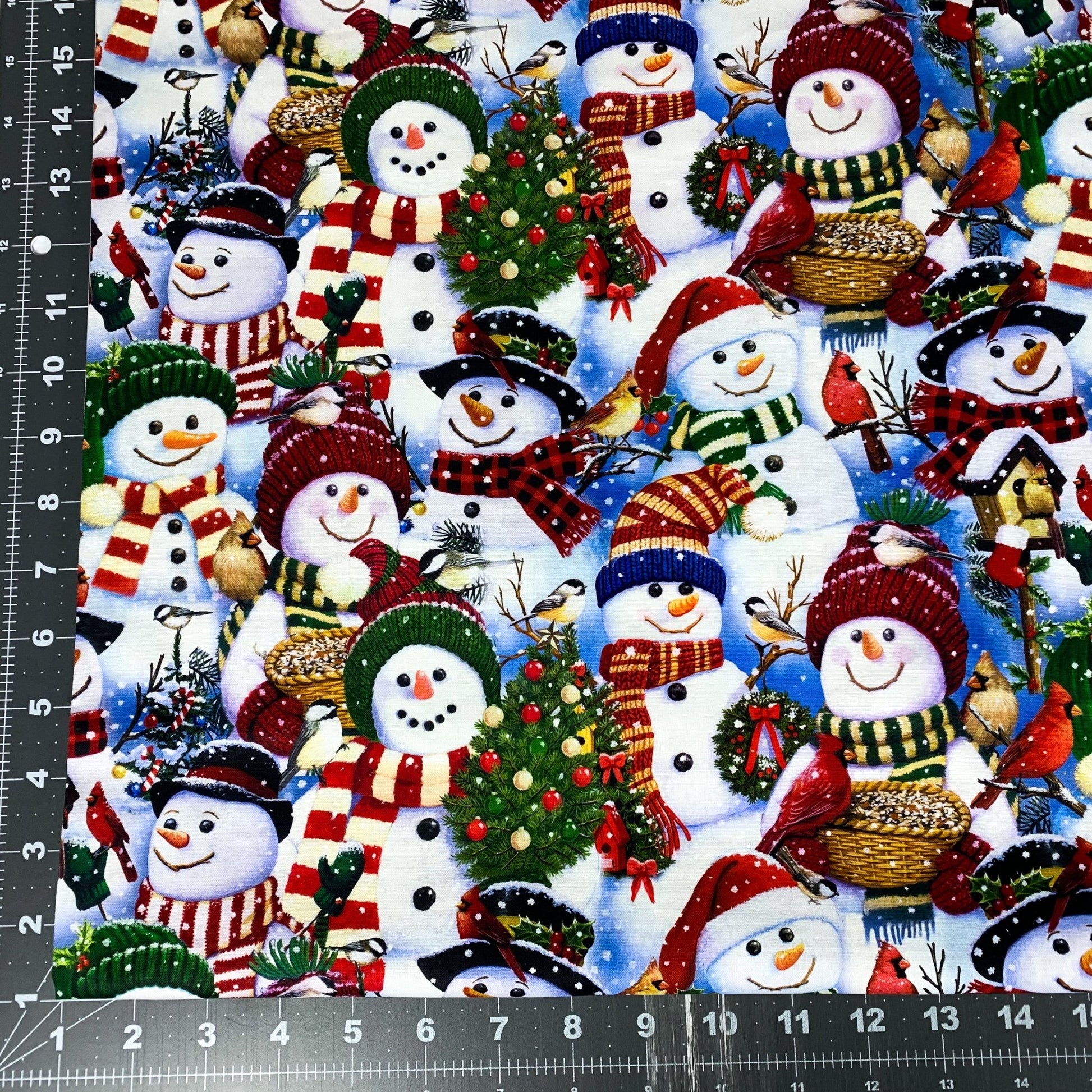 Snowman Cotton Fabric AL-3516 Christmas Cotton Fabric - Mary Jo Fabrics