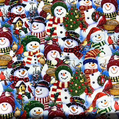 Snowman Cotton Fabric AL-3516 Christmas Cotton Fabric - Mary Jo Fabrics