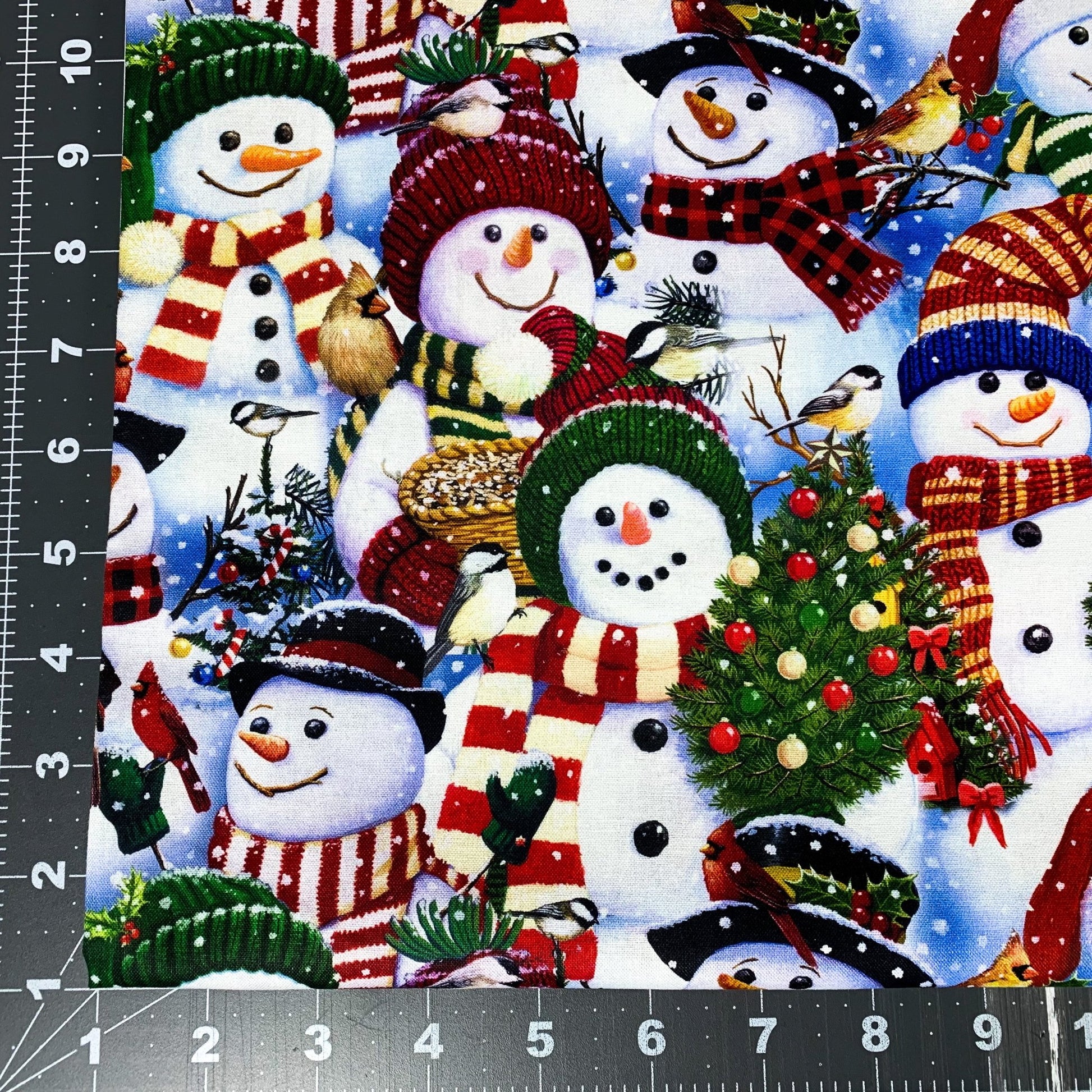Snowman Cotton Fabric AL-3516 Christmas Cotton Fabric - Mary Jo Fabrics