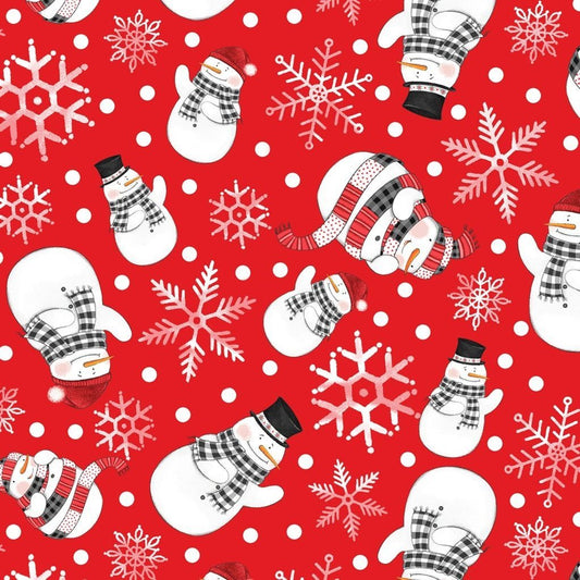 Snowman FLANNEL 9330F-85 Red Snowmen FLANNEL - Mary Jo Fabrics