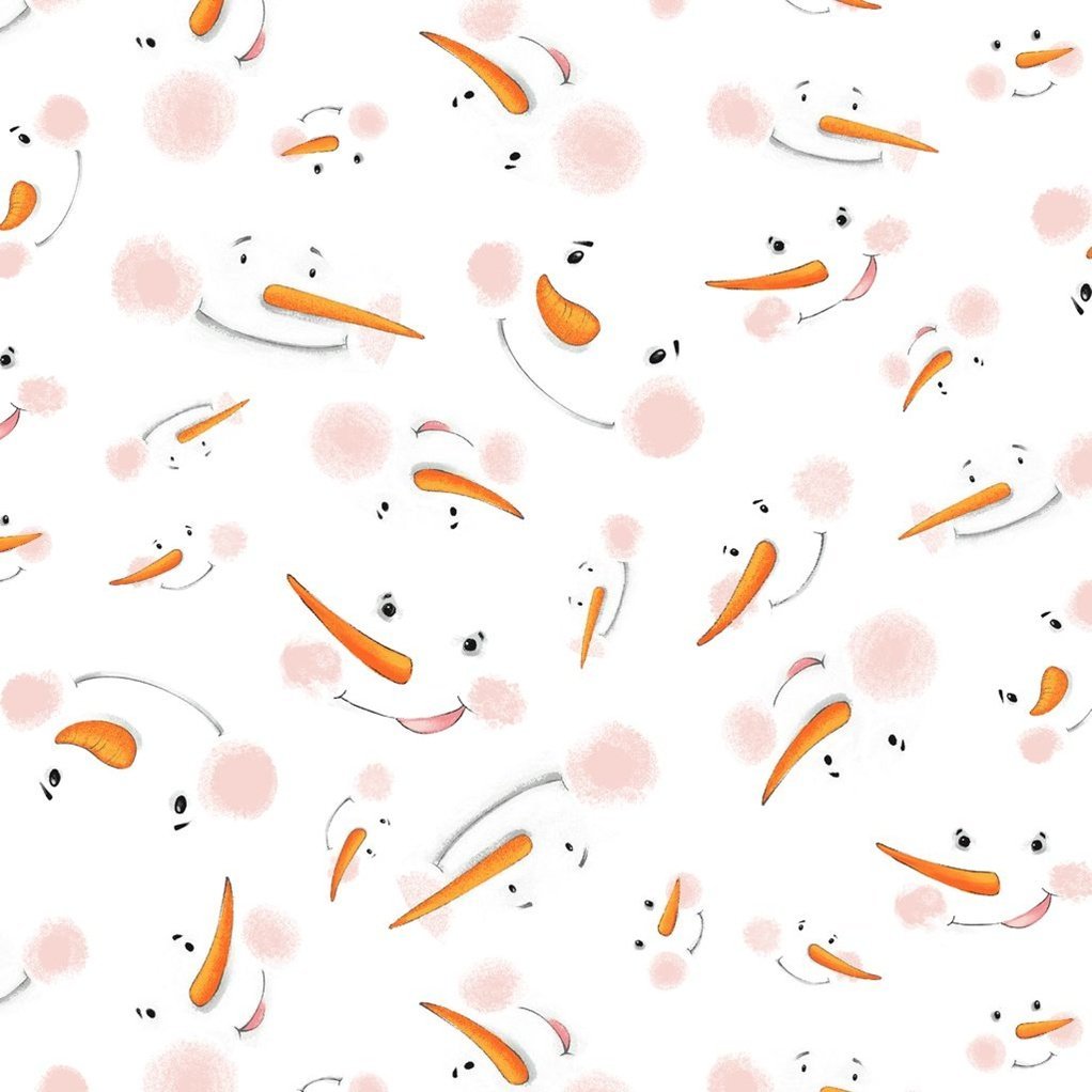 Snowman FLANNEL 9332F-03 Snowmen Face White FLANNEL - Mary Jo Fabrics
