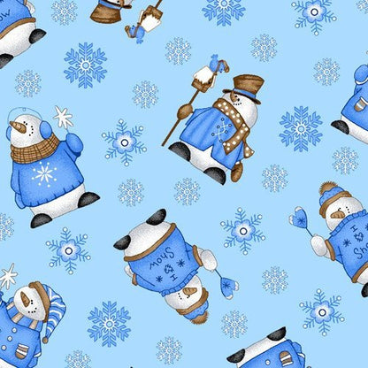 Snowmen FLANNEL 1062 Light Blue Snowflakes Cotton flannel - Mary Jo Fabrics