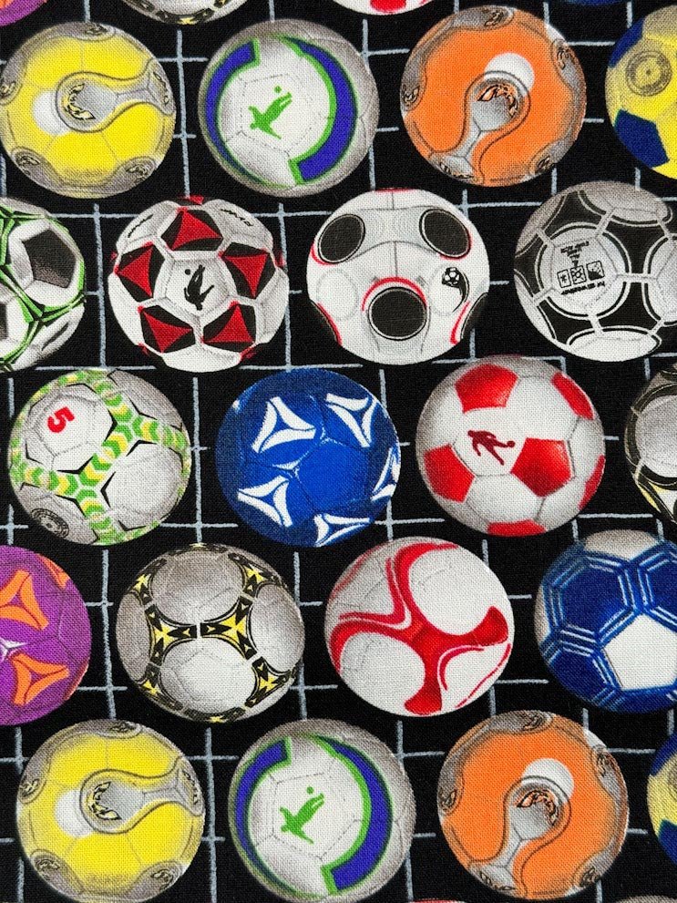 Soccer fabric 276 Sports soccer balls cotton fabric - Mary Jo Fabrics