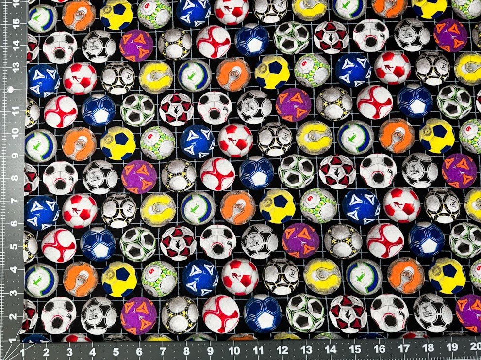 Soccer fabric 276 Sports soccer balls cotton fabric - Mary Jo Fabrics