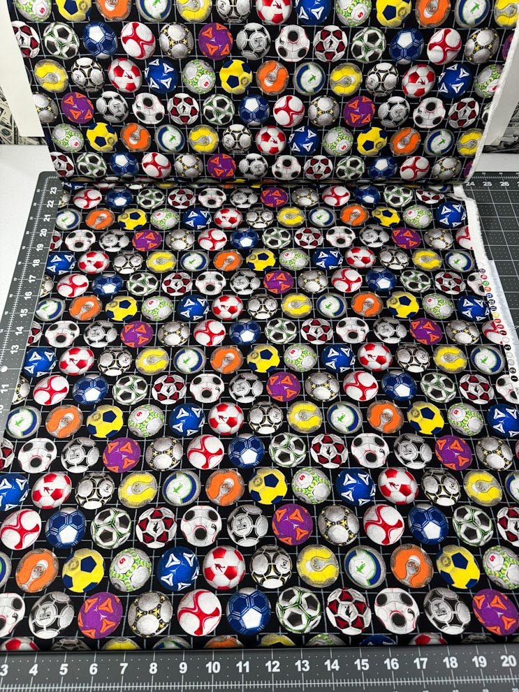 Soccer fabric 276 Sports soccer balls cotton fabric - Mary Jo Fabrics