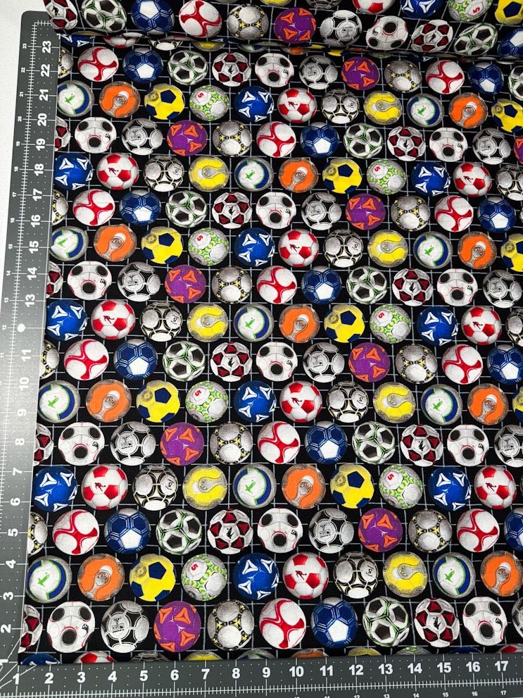 Soccer fabric 276 Sports soccer balls cotton fabric - Mary Jo Fabrics