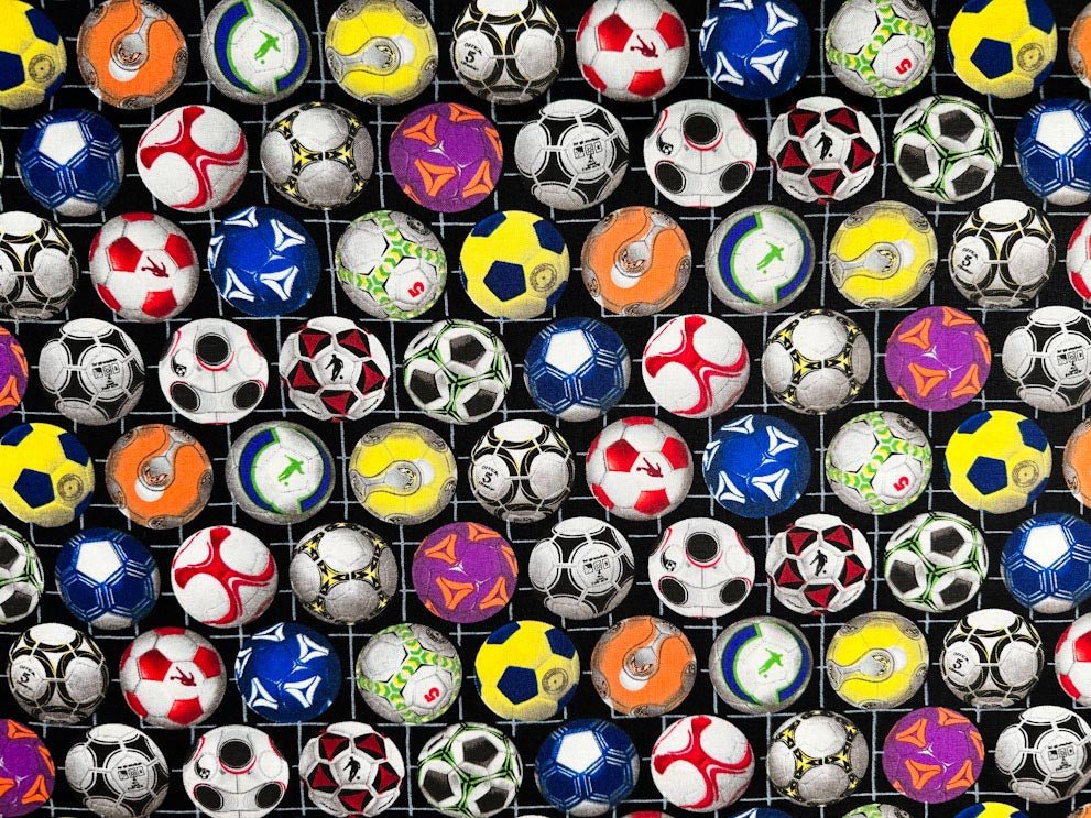 Soccer fabric 276 Sports soccer balls cotton fabric - Mary Jo Fabrics