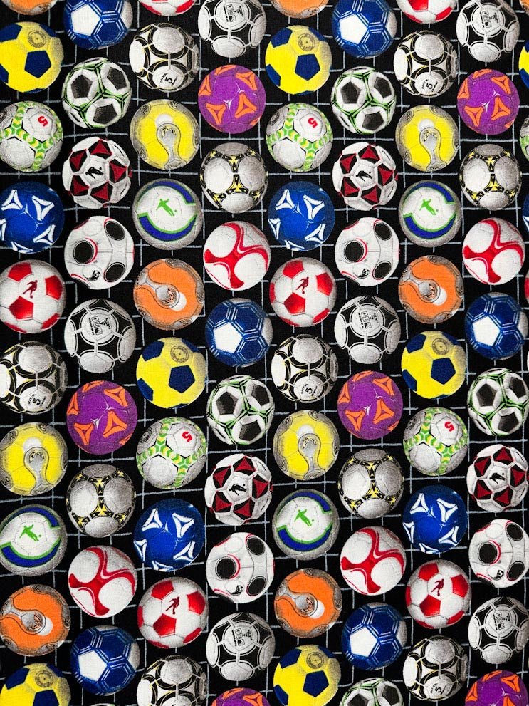 Soccer fabric 276 Sports soccer balls cotton fabric - Mary Jo Fabrics