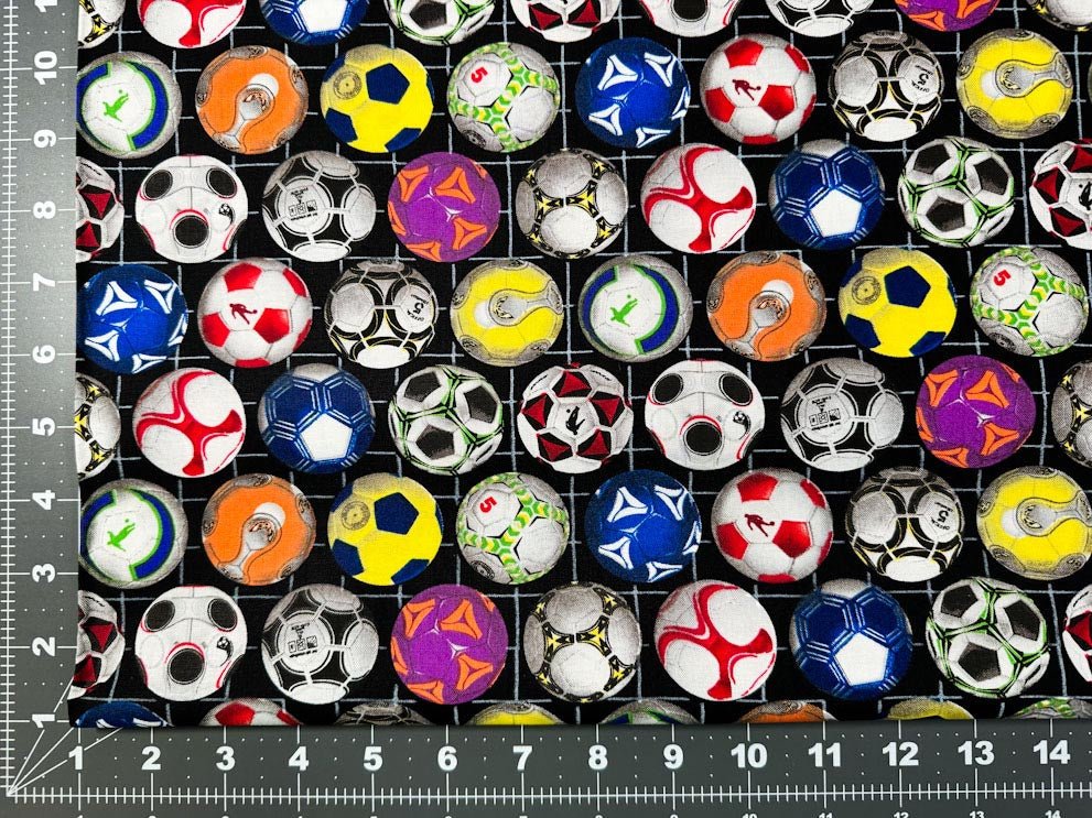 Soccer fabric 276 Sports soccer balls cotton fabric - Mary Jo Fabrics