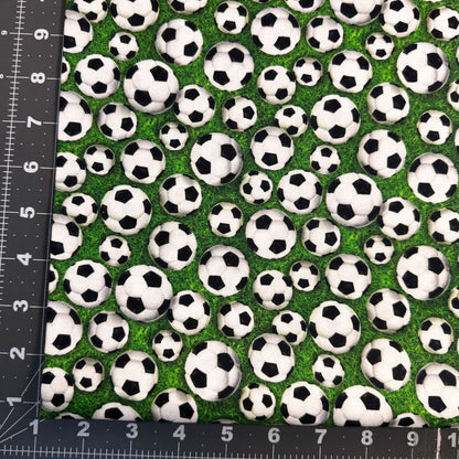 Soccer fabric 59-7771 White Soccer Balls on Grass fabric - Mary Jo Fabrics