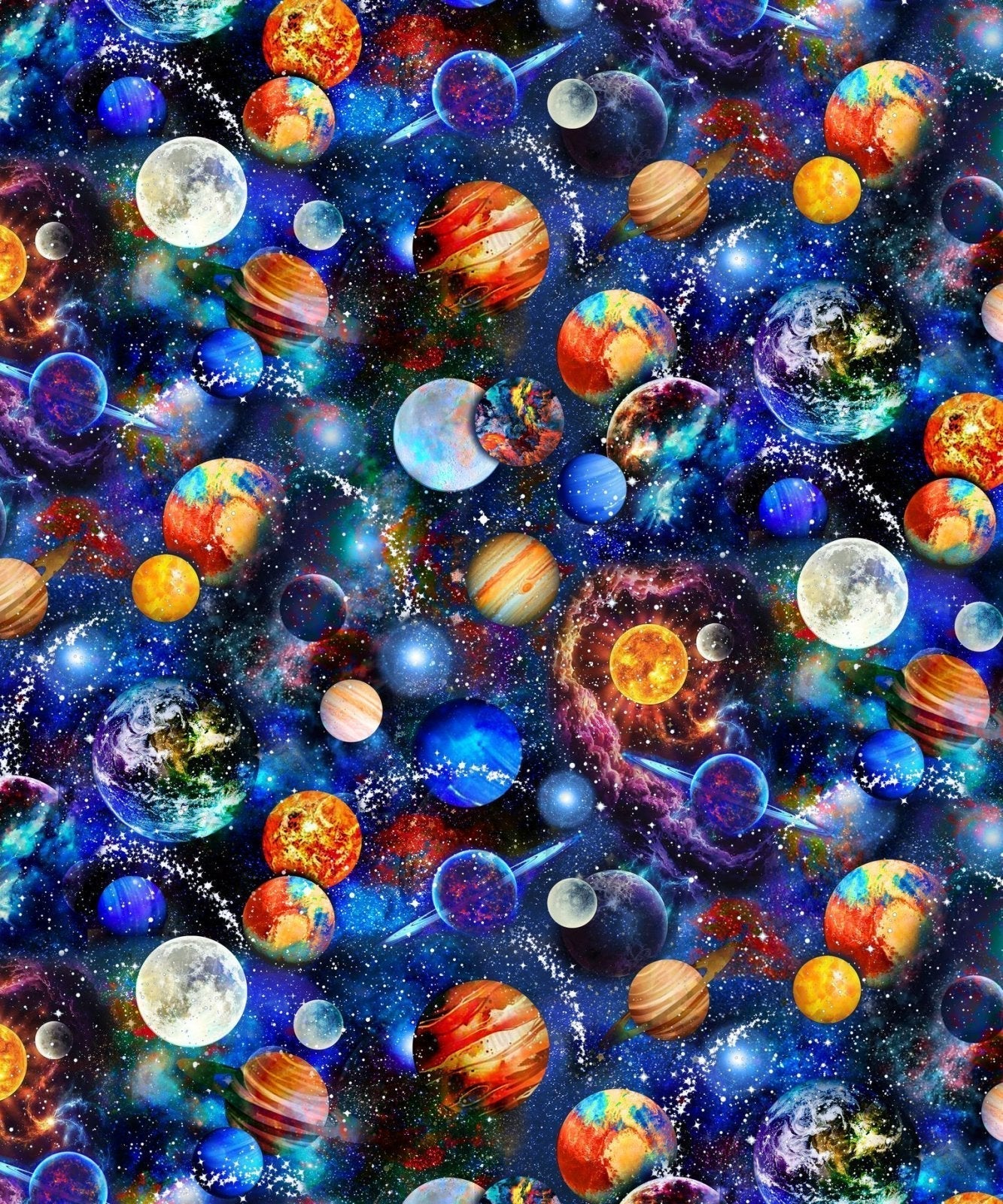 Space fabric CD8233 Planet cotton fabric Galaxy - Mary Jo Fabrics