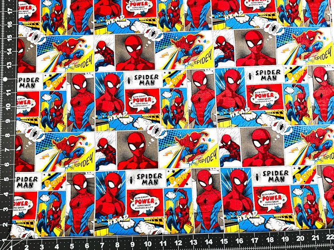 Spiderman fabric Rainbow zap pop comic fabric - Mary Jo Fabrics