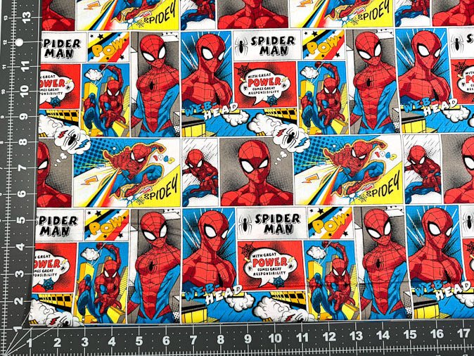 Spiderman fabric Rainbow zap pop comic fabric - Mary Jo Fabrics