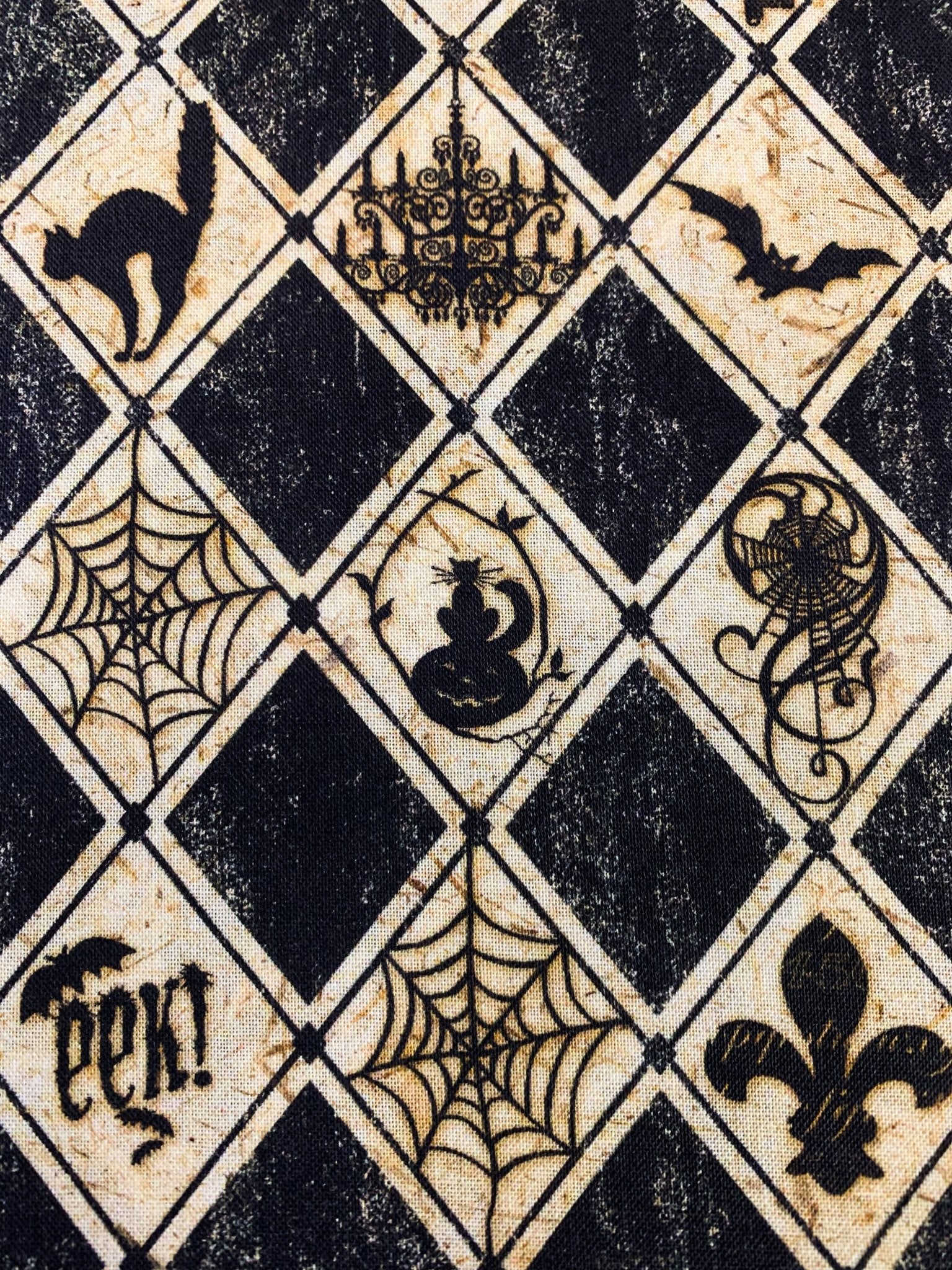 Spooky diamond Halloween fabric bats and spider fabric - Mary Jo Fabrics