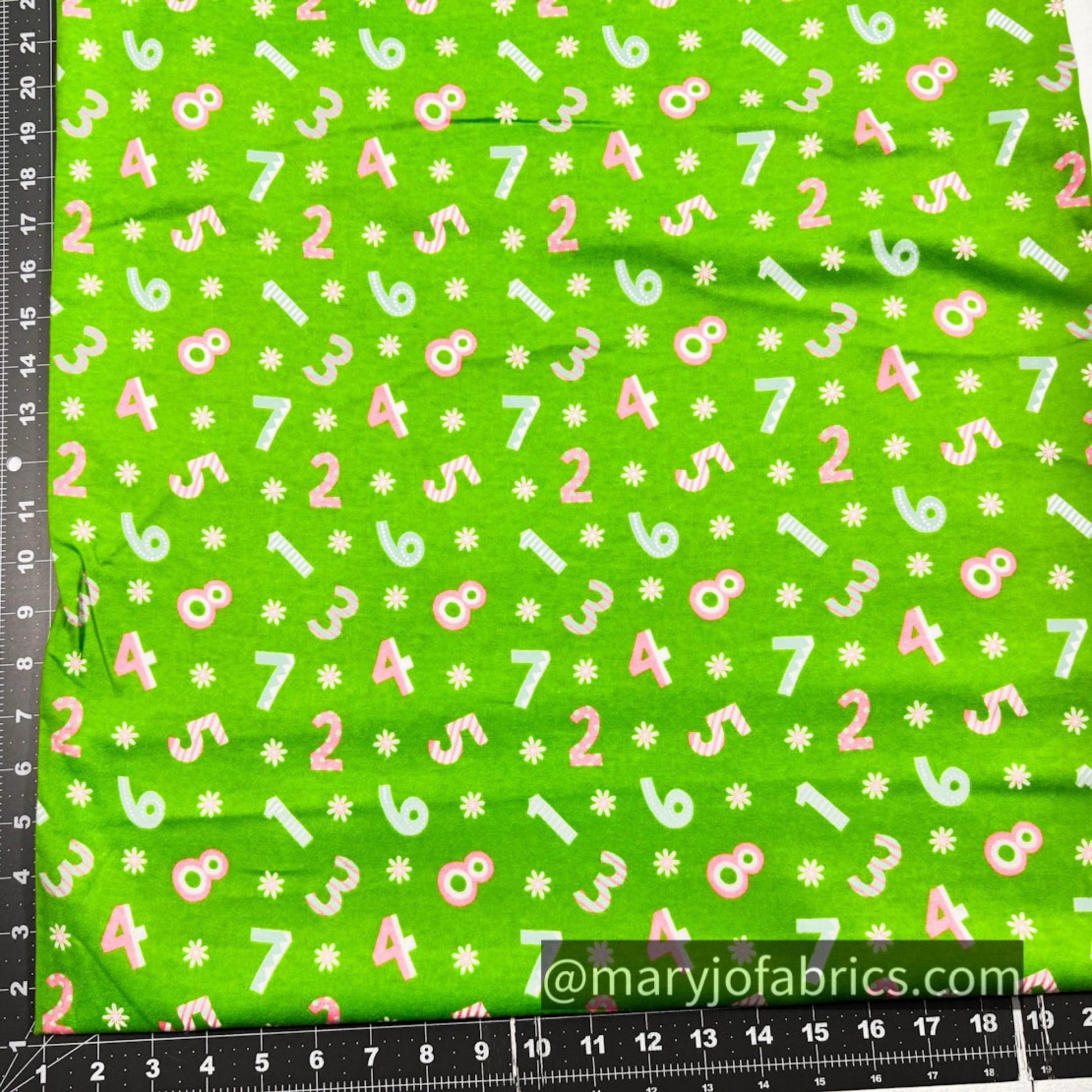 Spring Green Number FLANNEL DX - 1721 - 4F Counting - Mary Jo Fabrics