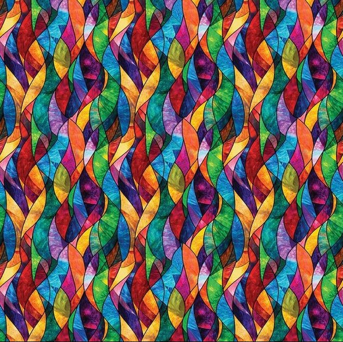 Stained Glass Colorful Cotton Fabric 16881-99 Illuminations - Mary Jo Fabrics