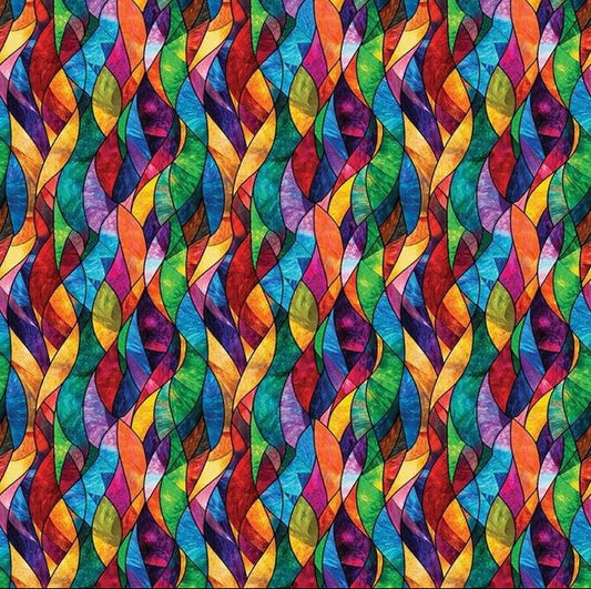Stained Glass Colorful Cotton Fabric 16881-99 Illuminations - Mary Jo Fabrics