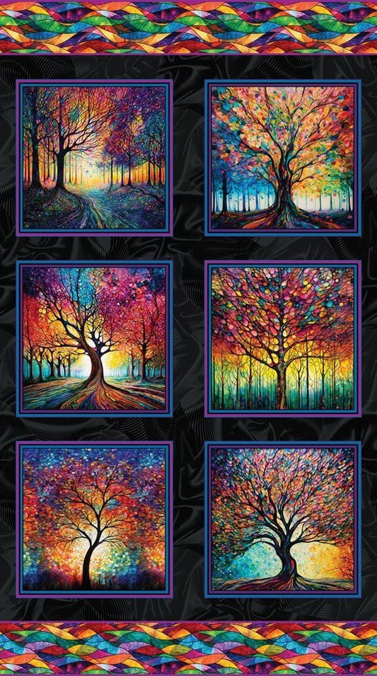 Stained Glass Tree Quilt Panel 16880-99 Illuminated Tree of Life - Mary Jo Fabrics