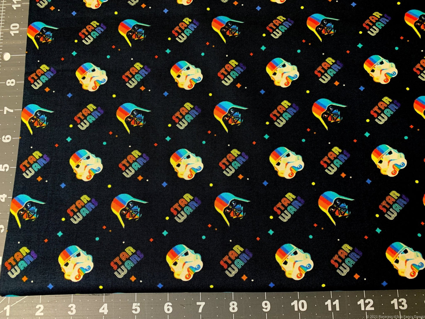 Star Wars fabric Rainbow Clone Helmets - Mary Jo Fabrics