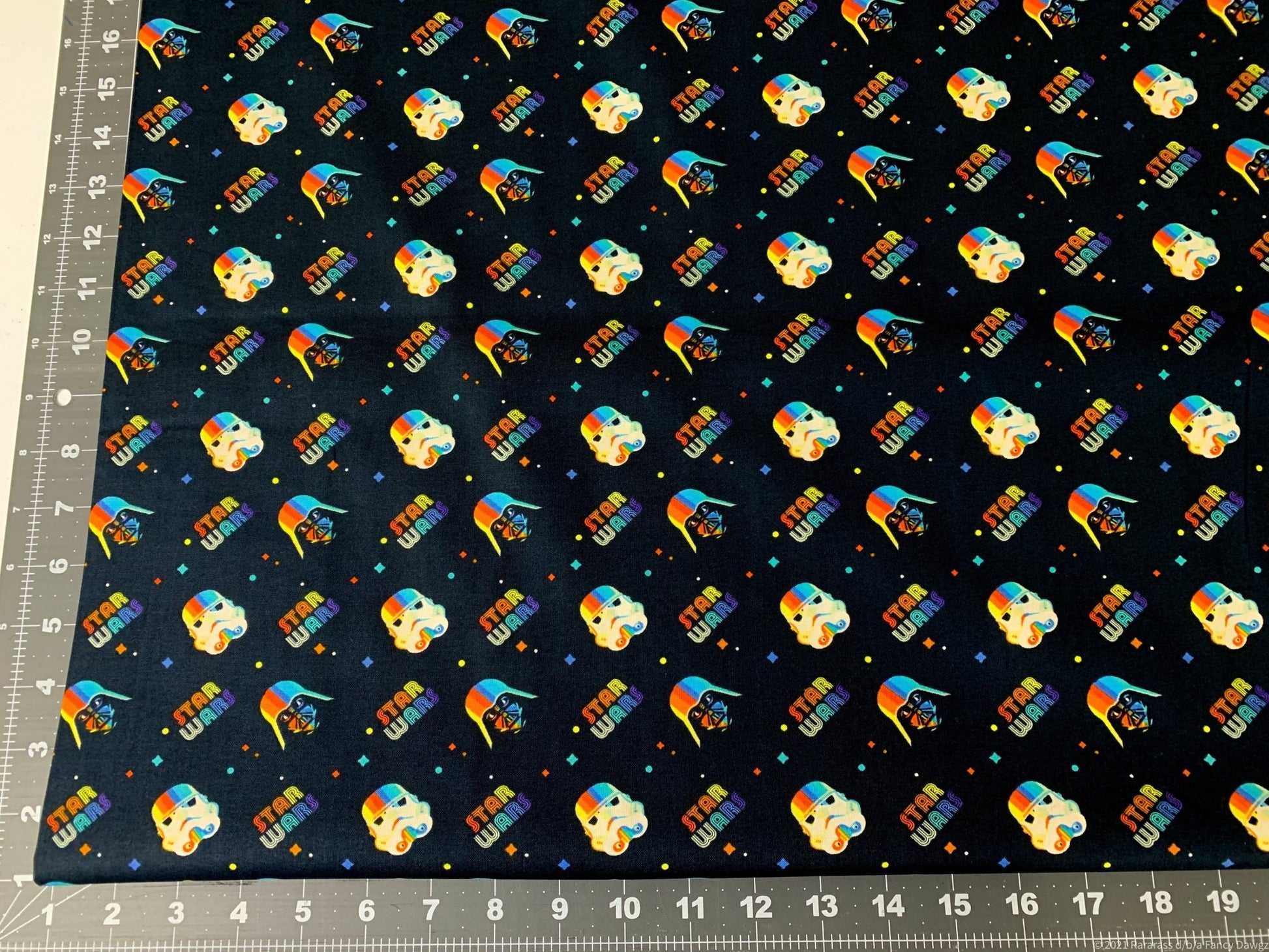 Star Wars fabric Rainbow Clone Helmets - Mary Jo Fabrics