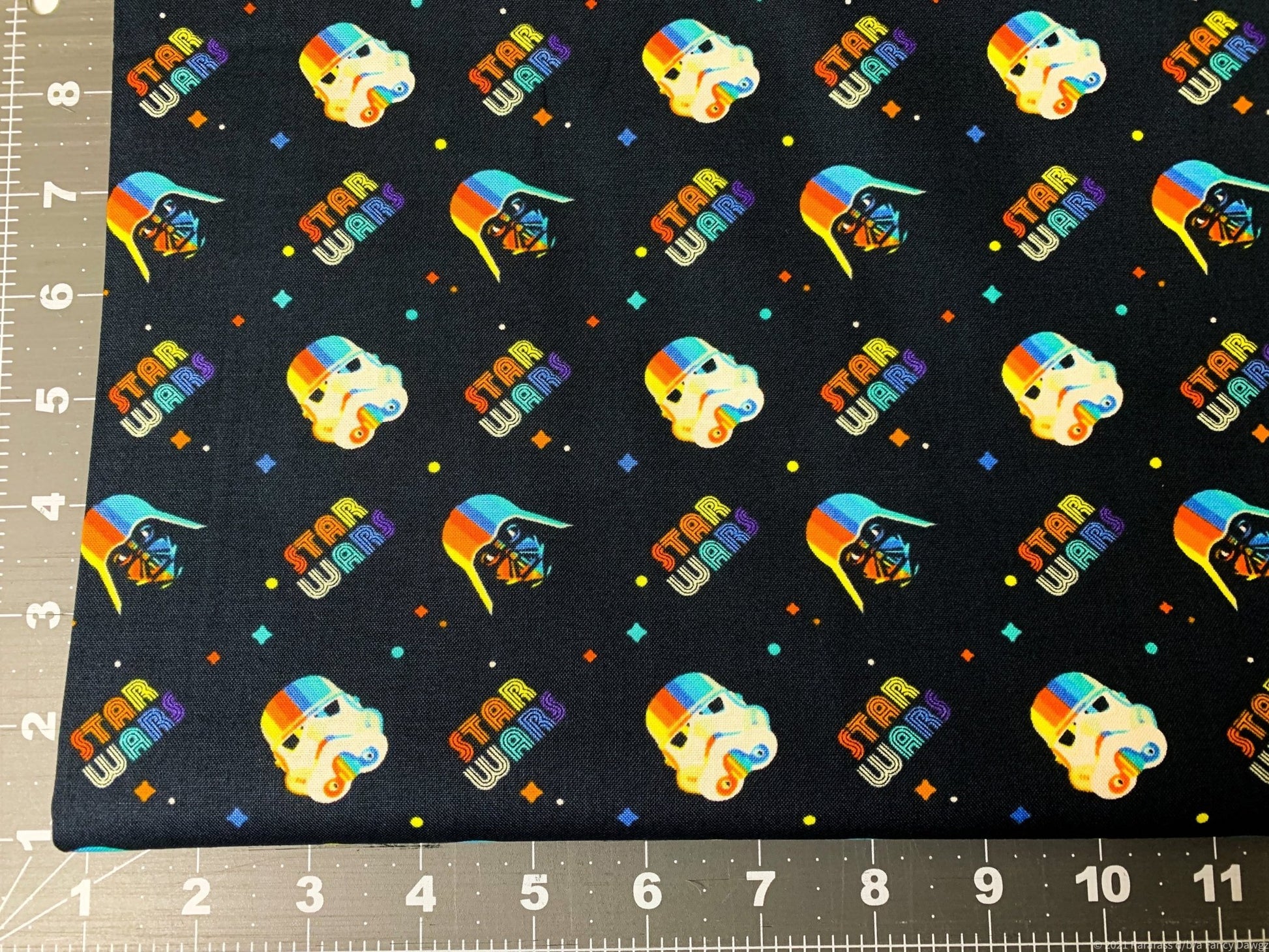 Star Wars fabric Rainbow Clone Helmets - Mary Jo Fabrics