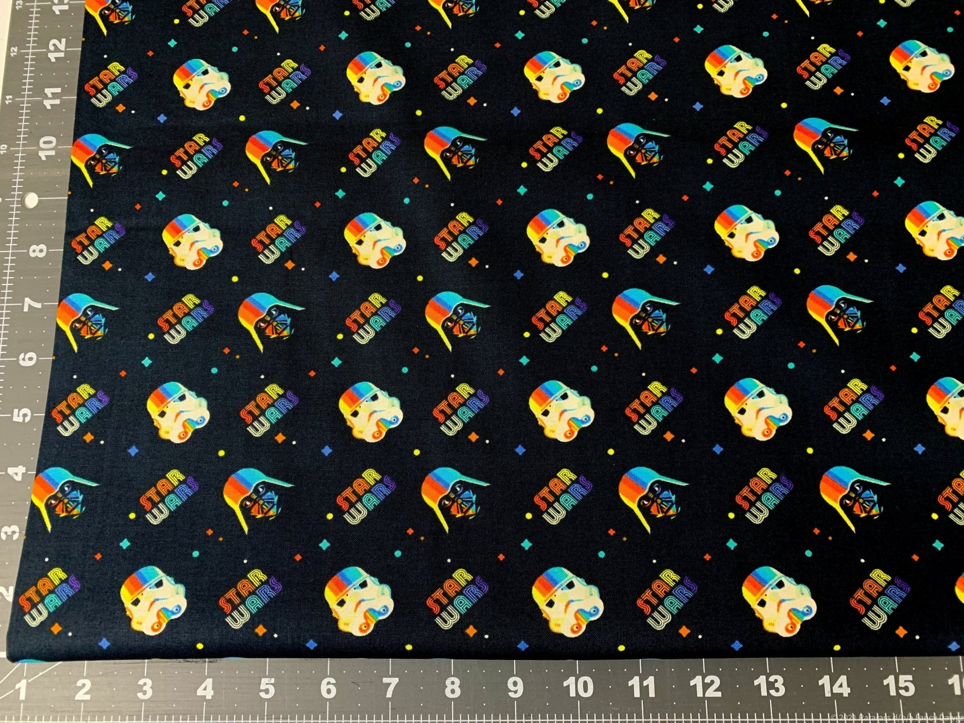 Star Wars fabric Rainbow Clone Helmets - Mary Jo Fabrics