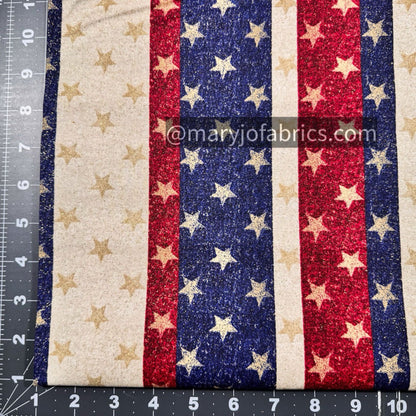 Stars on Stripes Fabric 1358076 Patriotic Gold Glitter - Mary Jo Fabrics