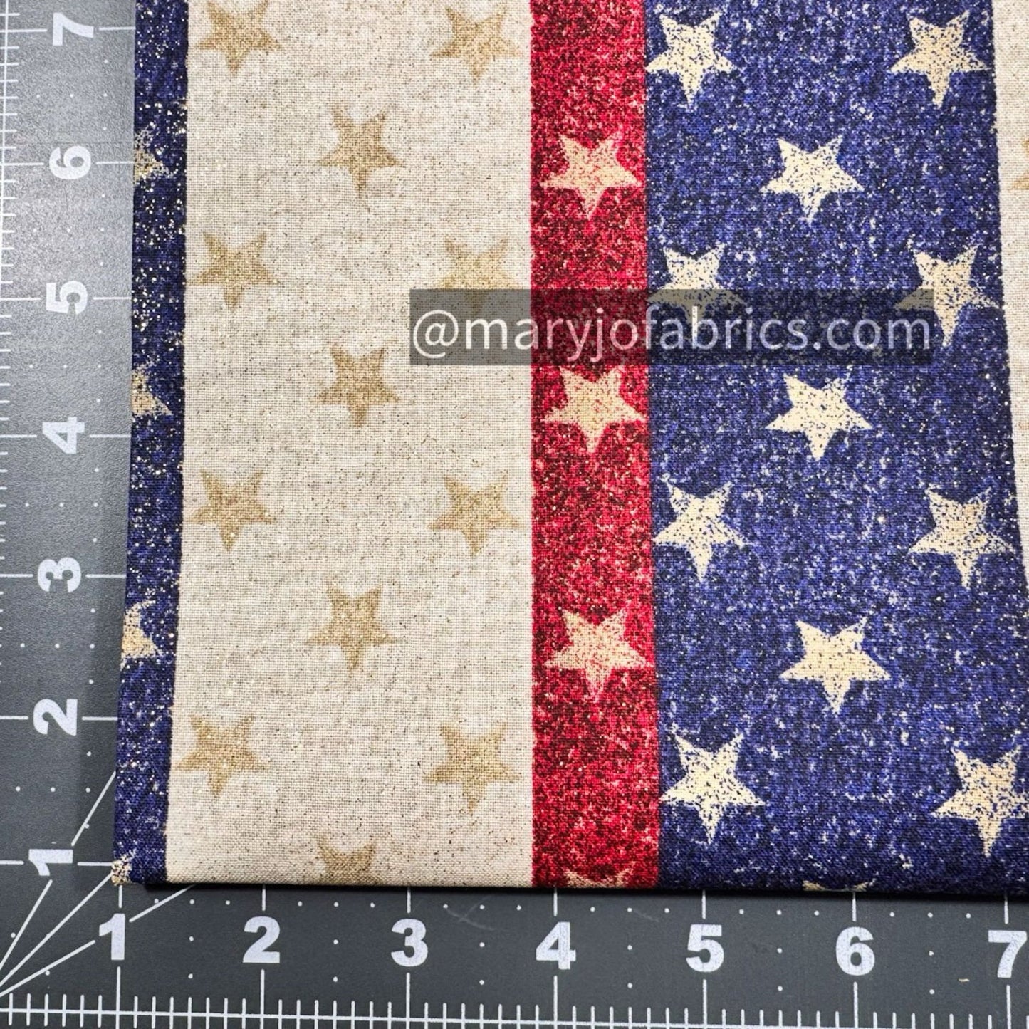 Stars on Stripes Fabric 1358076 Patriotic Gold Glitter - Mary Jo Fabrics