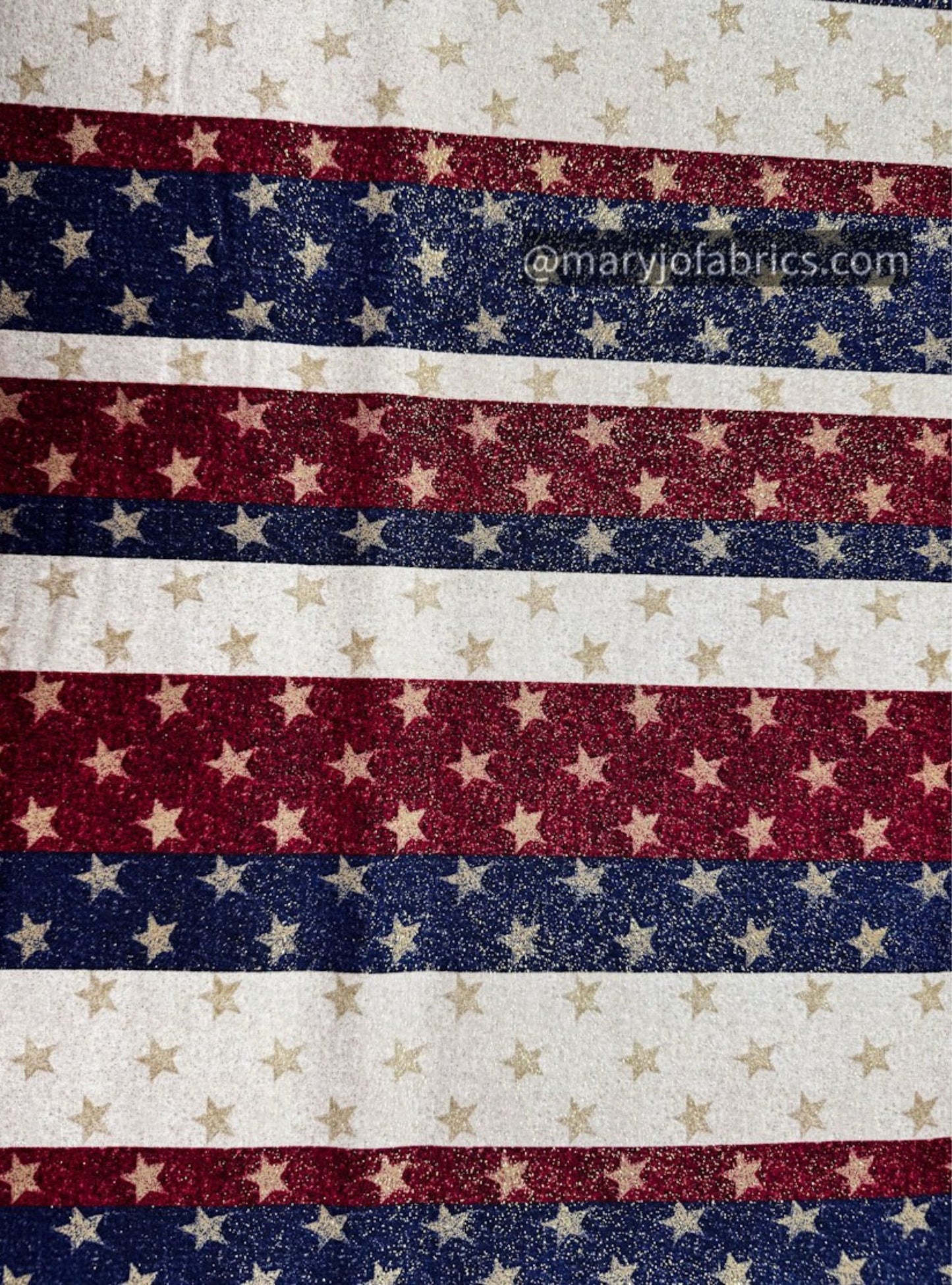 Stars on Stripes Fabric 1358076 Patriotic Gold Glitter - Mary Jo Fabrics