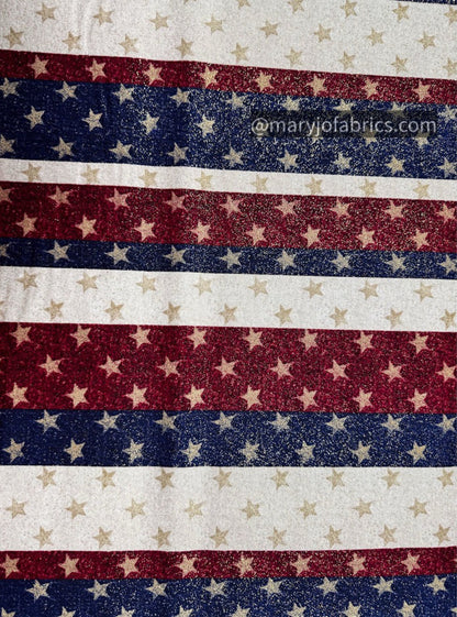 Stars on Stripes Fabric 1358076 Patriotic Gold Glitter - Mary Jo Fabrics
