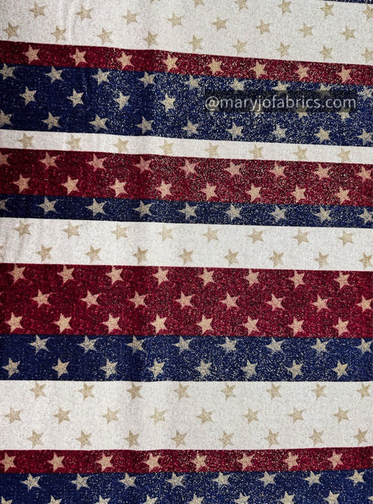 Stars on Stripes Fabric 1358076 Patriotic Gold Glitter - Mary Jo Fabrics