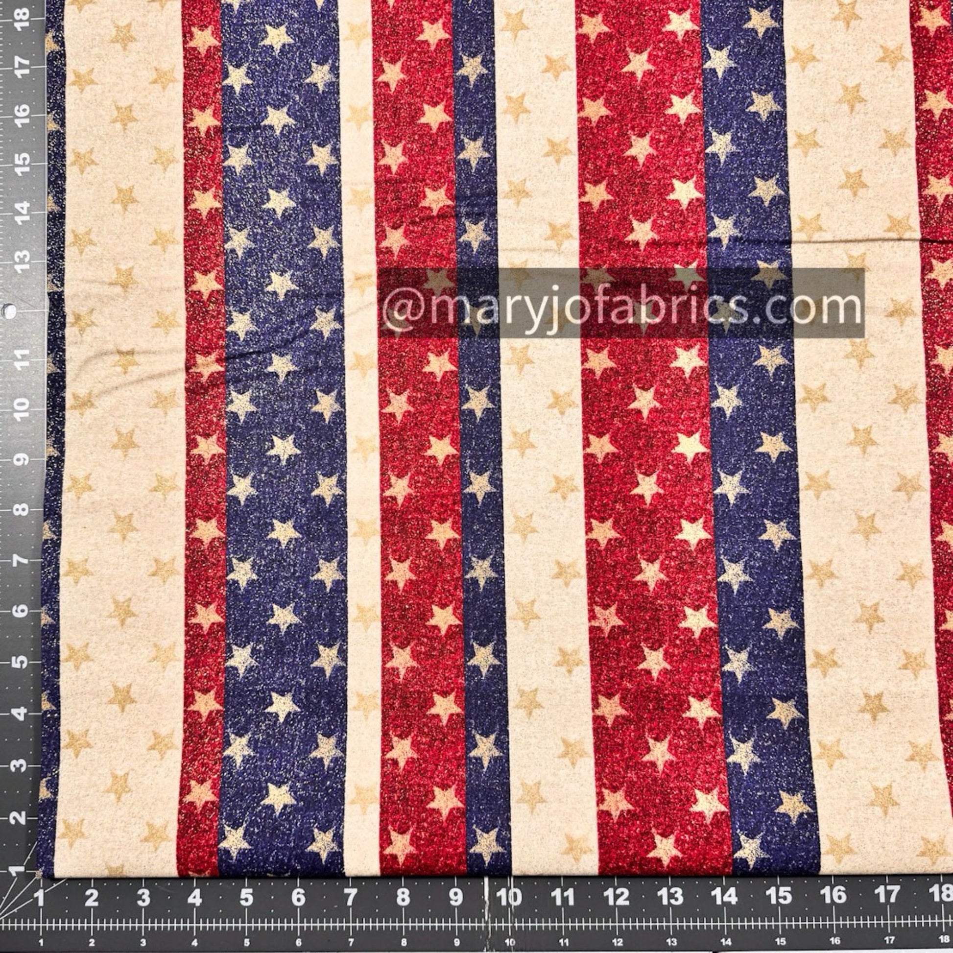 Stars on Stripes Fabric 1358076 Patriotic Gold Glitter - Mary Jo Fabrics
