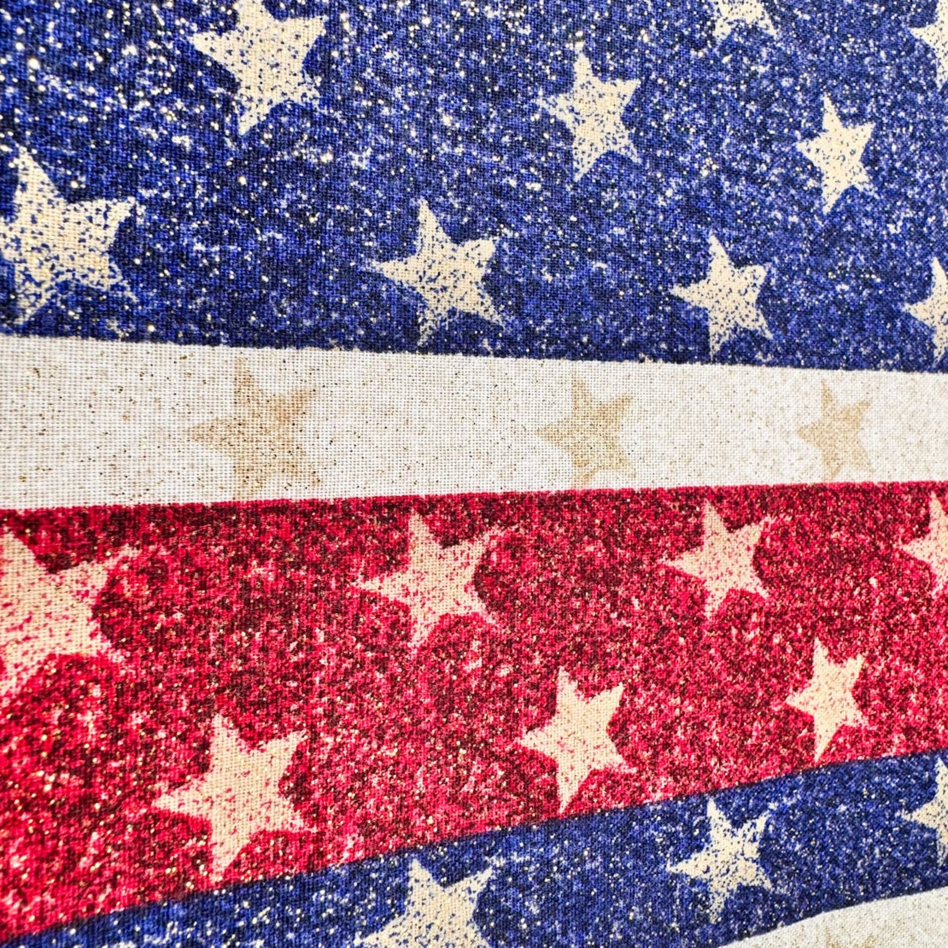 Stars on Stripes Fabric 1358076 Patriotic Gold Glitter - Mary Jo Fabrics