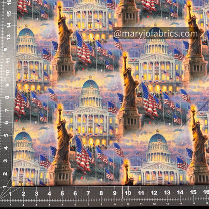 Statue of Liberty Patriotic fabric TK - 2008 - 1C Kinkade - Mary Jo Fabrics