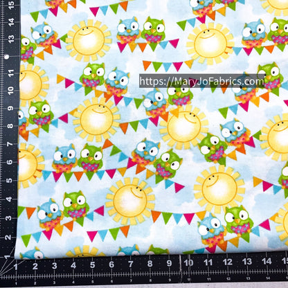 Sun and Owl FLANNEL 1040 - 11 Cute Baby Owl Flannel - Mary Jo Fabrics