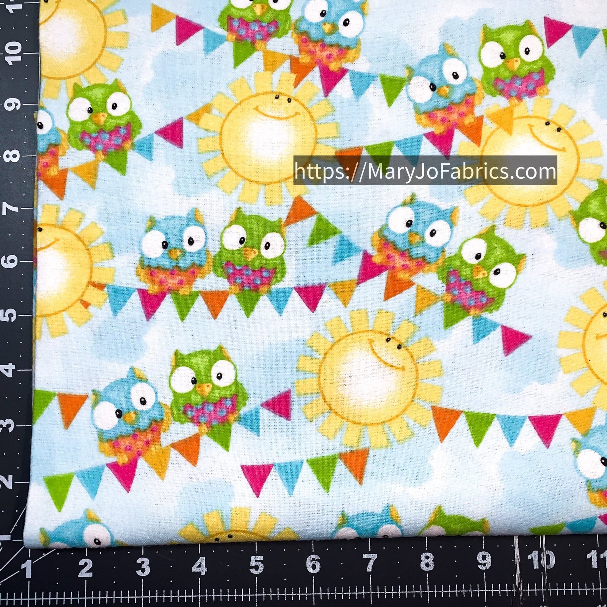 Sun and Owl FLANNEL 1040 - 11 Cute Baby Owl Flannel - Mary Jo Fabrics