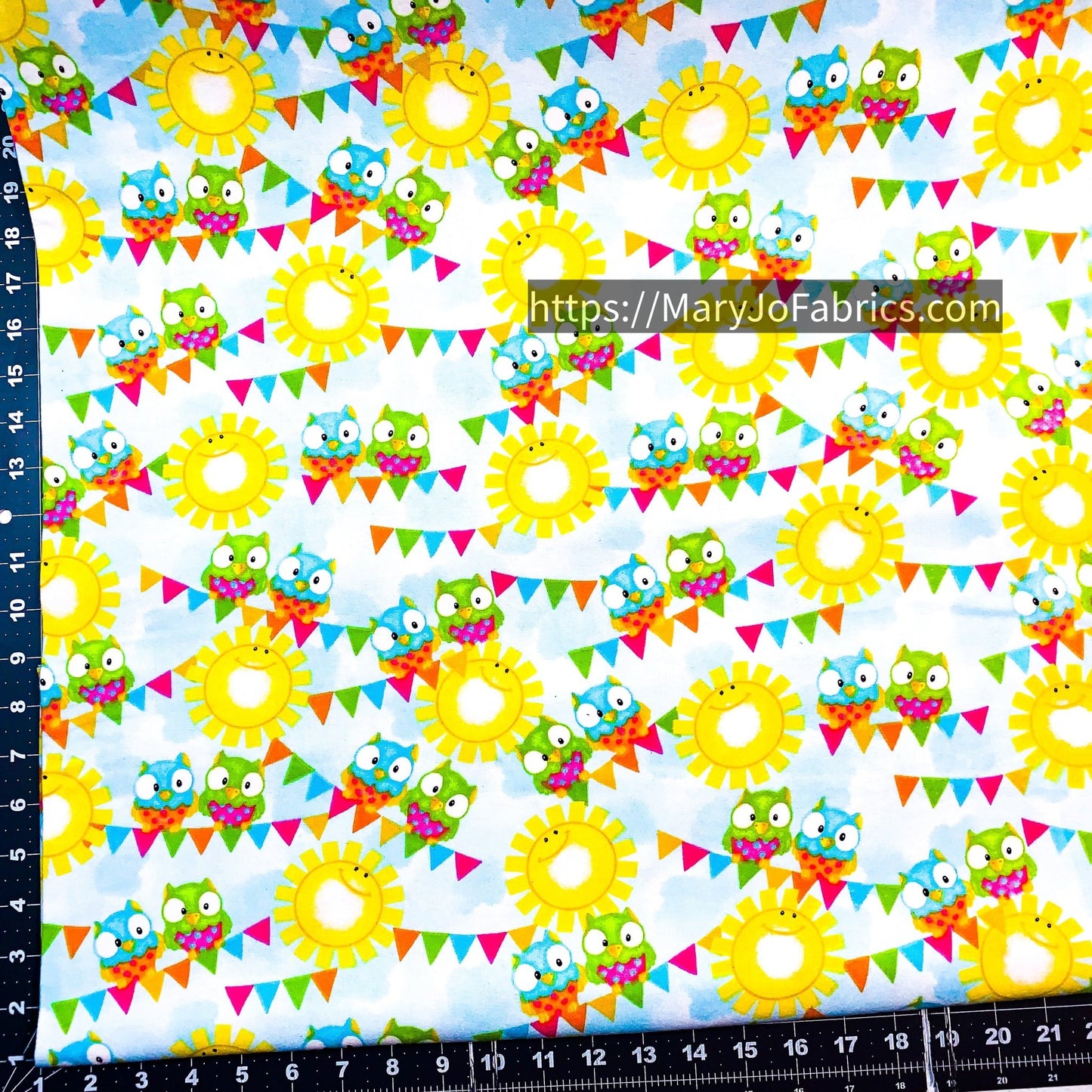 Sun and Owl FLANNEL 1040 - 11 Cute Baby Owl Flannel - Mary Jo Fabrics