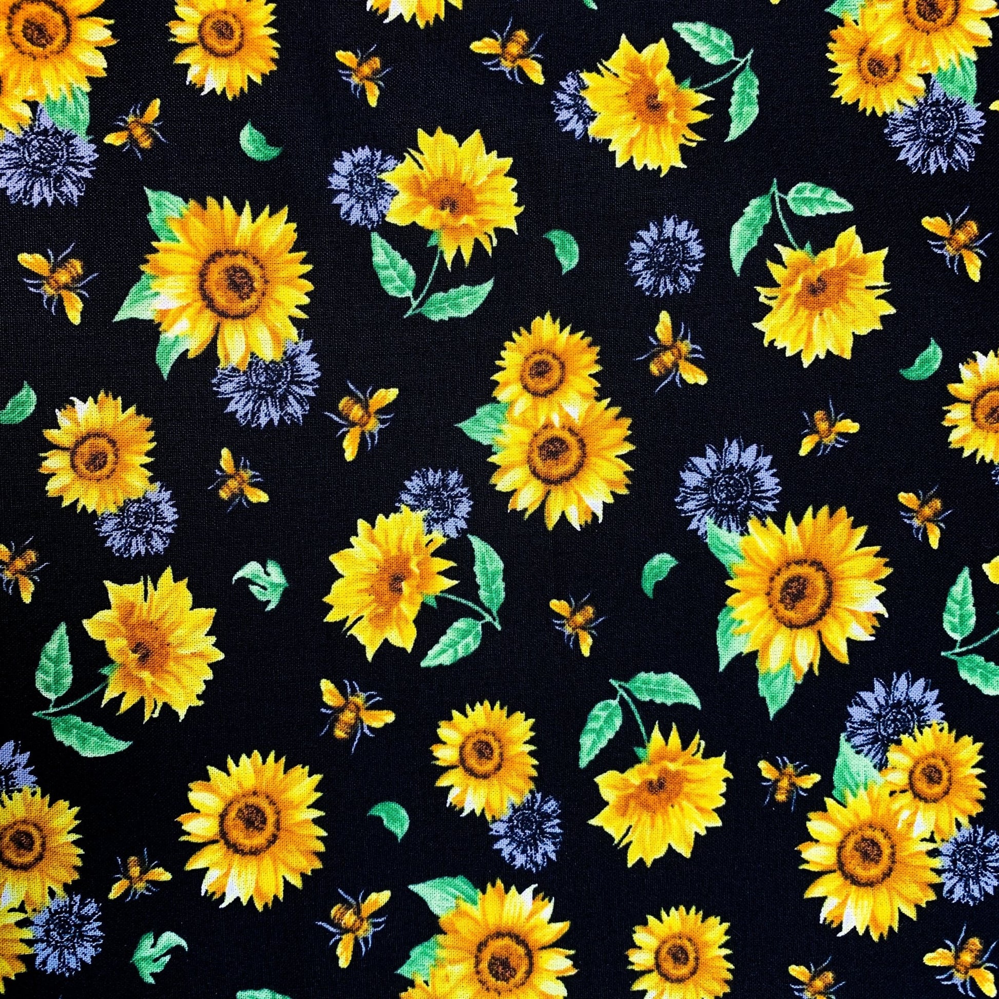 Sunflowers & Honey Bee Cotton Fabric 18664565 Floral - Mary Jo Fabrics