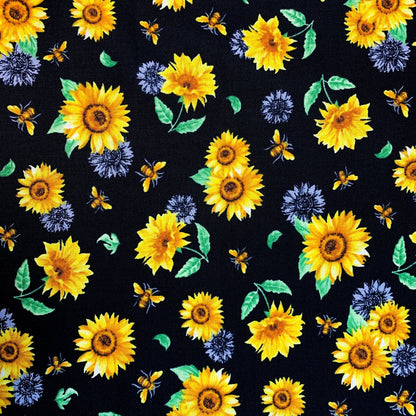 Sunflowers & Honey Bee Cotton Fabric 18664565 Floral - Mary Jo Fabrics