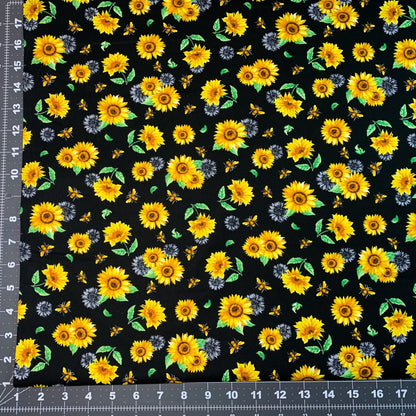 Sunflowers & Honey Bee Cotton Fabric 18664565 Floral - Mary Jo Fabrics