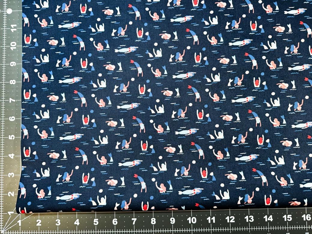 Swimming Mermaid fabric 1761 eclipse mermaids - Mary Jo Fabrics