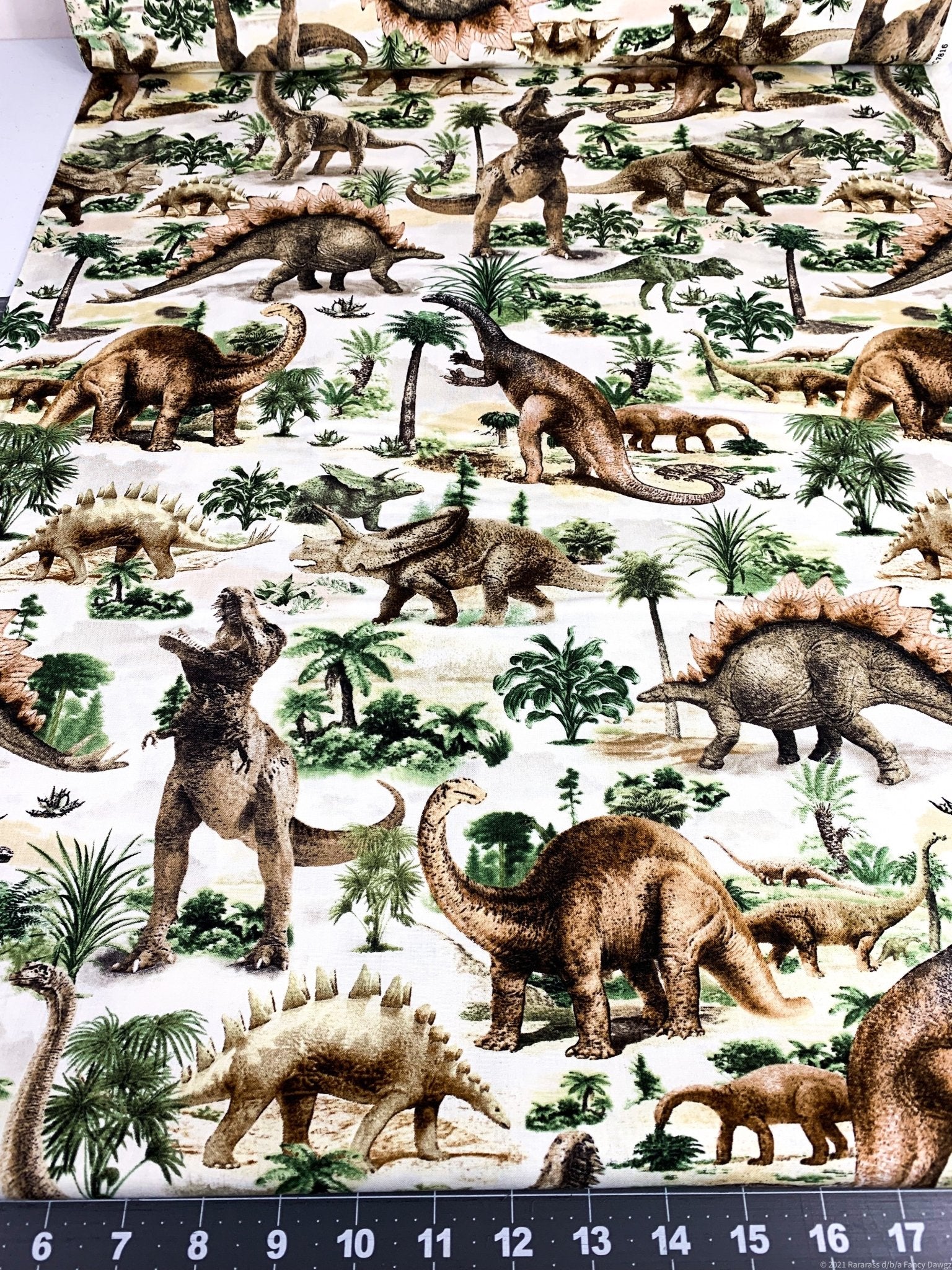 T Rex Dinosaur fabric C7816 Allover Dinosaurs - Mary Jo Fabrics