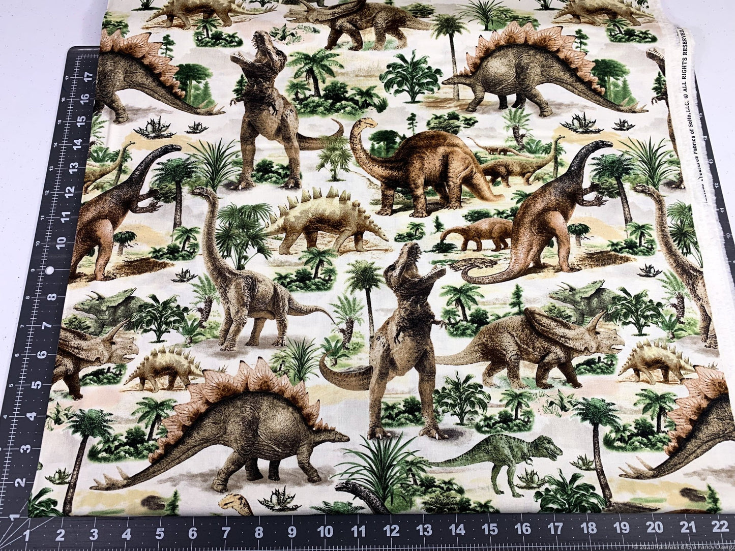 T Rex Dinosaur fabric C7816 Allover Dinosaurs - Mary Jo Fabrics